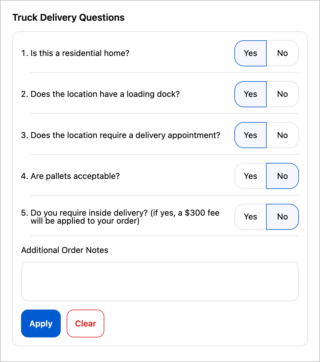 Custom Delivery Questions